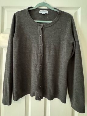 Sag Harbor Charcoal Knit Crewneck Cardigan